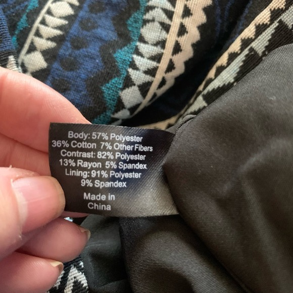 LANE BRYANT Black & Teal Geometric Aztec Stripe Long Sleeve Blazer Jacket-NWT‎ - Picture 14 of 16